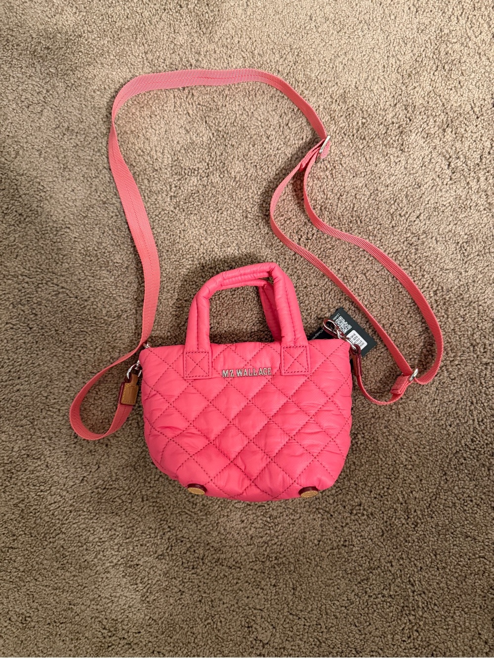 MZ Wallace Petite Quilted Small Crossbody Tote in Flamingo Pink